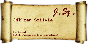 Józan Szilvia névjegykártya